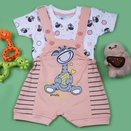 V-Mart Infant Boys Printed Pure Cotton Dungaree With T-Shirt-picture-21