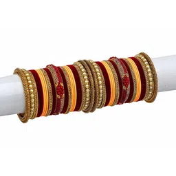 Amika Set Of 50 Gold-Plated Stone-Studded & Beaded Bangles-picture-16
