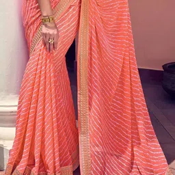 HERE&NOW Leheriya Sequinned Pure Georgette Saree image 3