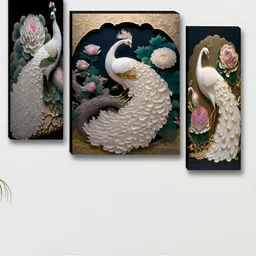 Myntra Elegant Homes White & Pink 3 Pieces Peacock Birds & Animals Wall Art-picture-21