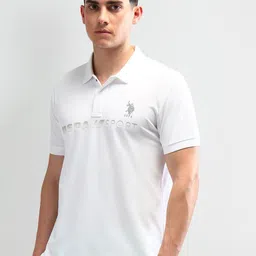 U.S. Polo Assn. Men Brand Logo Printed Polo Collar Slim Fit T-shirt image 3