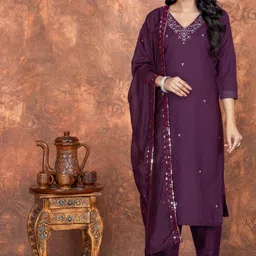 KATECLO Women Pure Silk Trousers & With Dupatta-picture-41