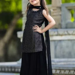 KL9KIDS Girls Poly Georgette Embroidered Kurta & Palazzos-picture-39