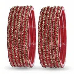AMSHA Set Of 12 Gold-Plated & Red Glass Zircon Bangle image 2
