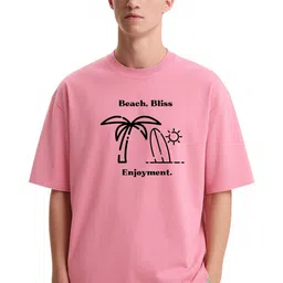 Fashnobic Men Dri-FIT Trendy Beach Bliss Printed Round Neck Cotton Oversized T-shirt-picture-21