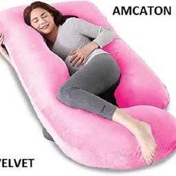 amcaton ultra soft j shaped pillow Microfibre, Polyester Fibre Solid Pregnancy Pillow Pack of 1-picture-11