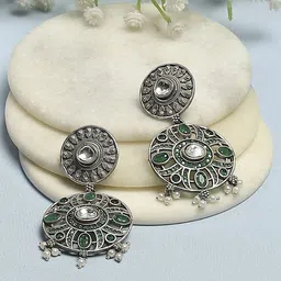 Biba Brass Silver Plated Contemporary Shaped Drop Earrings-picture-32