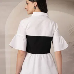 Style Quotient Colourblocked Flared Sleeve Peplum Top image 3