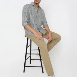 MARK & ALBERT Men India Slim Fit Spread Collar Vertical Striped Casual Shirt image 4