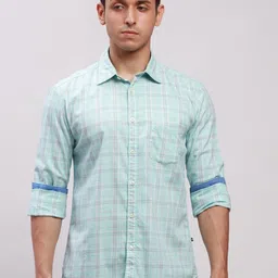 Parx Men Cutaway Collar Tartan Checked Cotton Slim Fit Casual Shirt-image-20