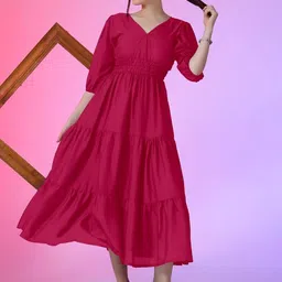 Raiyani Enterprise V-Neck Fit & Flare Maxi Dress-image-86