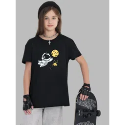 Uniplanet store Girls Typography Printed Extended Sleeves Raw Edge T-shirt image 5