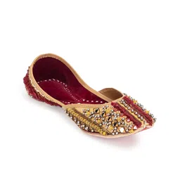 5 ELEMENTS Women Ethnic Embellished Mojaris Flats image 1