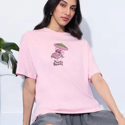 The Souled Store Lilo & Stitch Graphic Printed Pure Cotton Oversized T-shirt-picture-19
