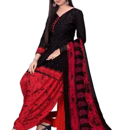 attigo Unstitched Printed Cotton Blend Kurta & Patiyala Dress Material with Dupatta image 5