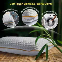 sleepycat SoftTouch Small (22x14 inches) Bamboo Fabric Memory Foam Solid Orthopaedic Pillow Pack of 1 image 3