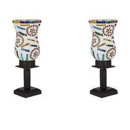 SOMIL Multicoloured 2 Pieces Textured Glass Bell Shaped Table Lamps image 4