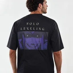 Celio Men Black Glow in the Dark Solo Levelling Oversized T-shirt image 5