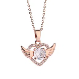 AGARWALPRODUCT Gold-Plated Artificial Stones Studded Stainless Steel Pendant With Chain image 3