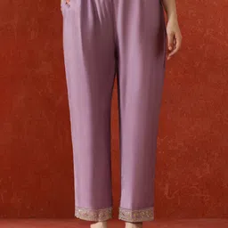 QSH Embroidered A-Line Solid Festive Kurta & Trousers With Dupatta image 4