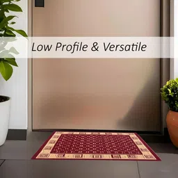 Aura Set Of 4 Beige & Maroon Self-Designed Anti-Skid Doormat image 3