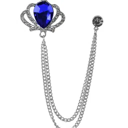 Curren Silver-Plated Artificial Stones Studded Crown Shape Brooch-image-14