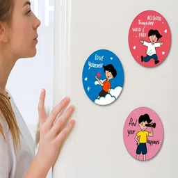 Phirki Studio Set Of 3 Red Blue Wooden Decorative Magnets image 3