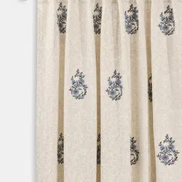 Fabindia Blue & Cream-Coloured Floral Window Curtain image 4