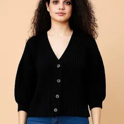 NoBarr Women RIbbed V Neck Long Sleeves Cardigan-picture-40