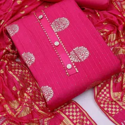 Maroosh Floral Woven Design Sequined Unstitched Dress Material-picture-21