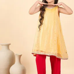 Stylo Bug Girls Floral Embroidered Regular Sequinned Kurta with Trousers-picture-23