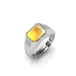 RRVGEM Yellow Sapphire 5.25 Ratti Silver Plated Adjustable GemStone Ring-picture-11