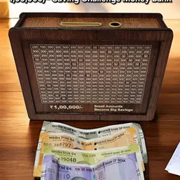 DALUCI Brown Money Saving Box with Counting Target Coin Bank Curio Showpiece image 5