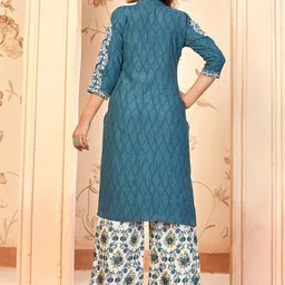 Ekta Textiles Embroidered Mandarin Collar Tunic With Palazzo Co-Ords image 3