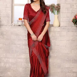 KALINI Women Beads and Stones Saree With Blouse Piece image 5