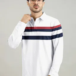 AUSK Men Striped Polo Collar Pure Cotton T-shirt-picture-38
