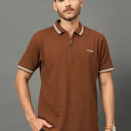 THE BEETEL HOUSE Men Solid Polo Collar Cotton T-shirt-image-25