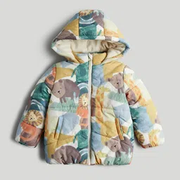 mothercare Boys Hooded Animal Printed Puffer Jacket-picture-35