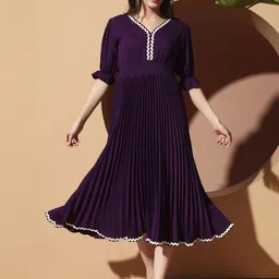 LookShine Women Polyester Solid A-Line Dresses-picture-38