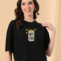 OWL MINK Women Printed Pure Cotton T-shirt-image-49