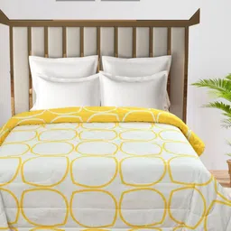 REALDREAM Yellow & White Geometric Microfiber AC Room 180 GSM Double Bed Comforter image 4