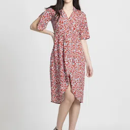 SHAYE Floral Print Crepe Wrap Dress-image-8