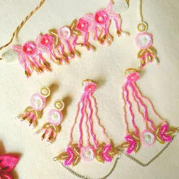 Sangria Gold-Plated Beaded Boho Handmade Tasseled Bridal Jewellery Set image 2