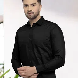 Moda Rapido Men Standard Slim Fit Spread Collar Solid Cotton Casual Shirt-picture-35