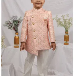 LITTLE COLLARS Boys Embroidered Sequins Sherwani With Pyjama Set-picture-34