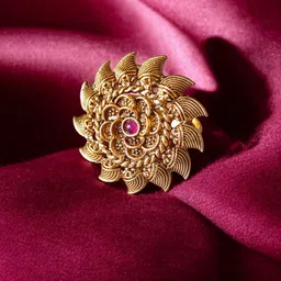 Pihtara Jewels Gold-Plated & Stone-Studded Adjustable Finger Ring-picture-35