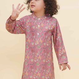 Sethukrishna Boys Floral Printed Mandarin Collar Straight Kurta-picture-31