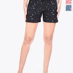ariel Women Pack Of 3 Printed Cotton Lounge Shorts-picture-33