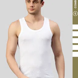 MACHO Pack of 5 Scoop Neck Pure Cotton Undershirt Vests-picture-34