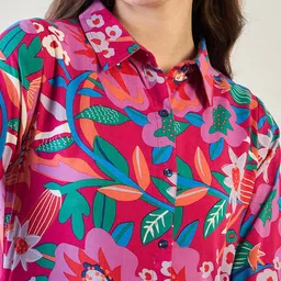 The Kaftan Company Pink Floral Printed Tunic With Trousers Co-Ords image 2